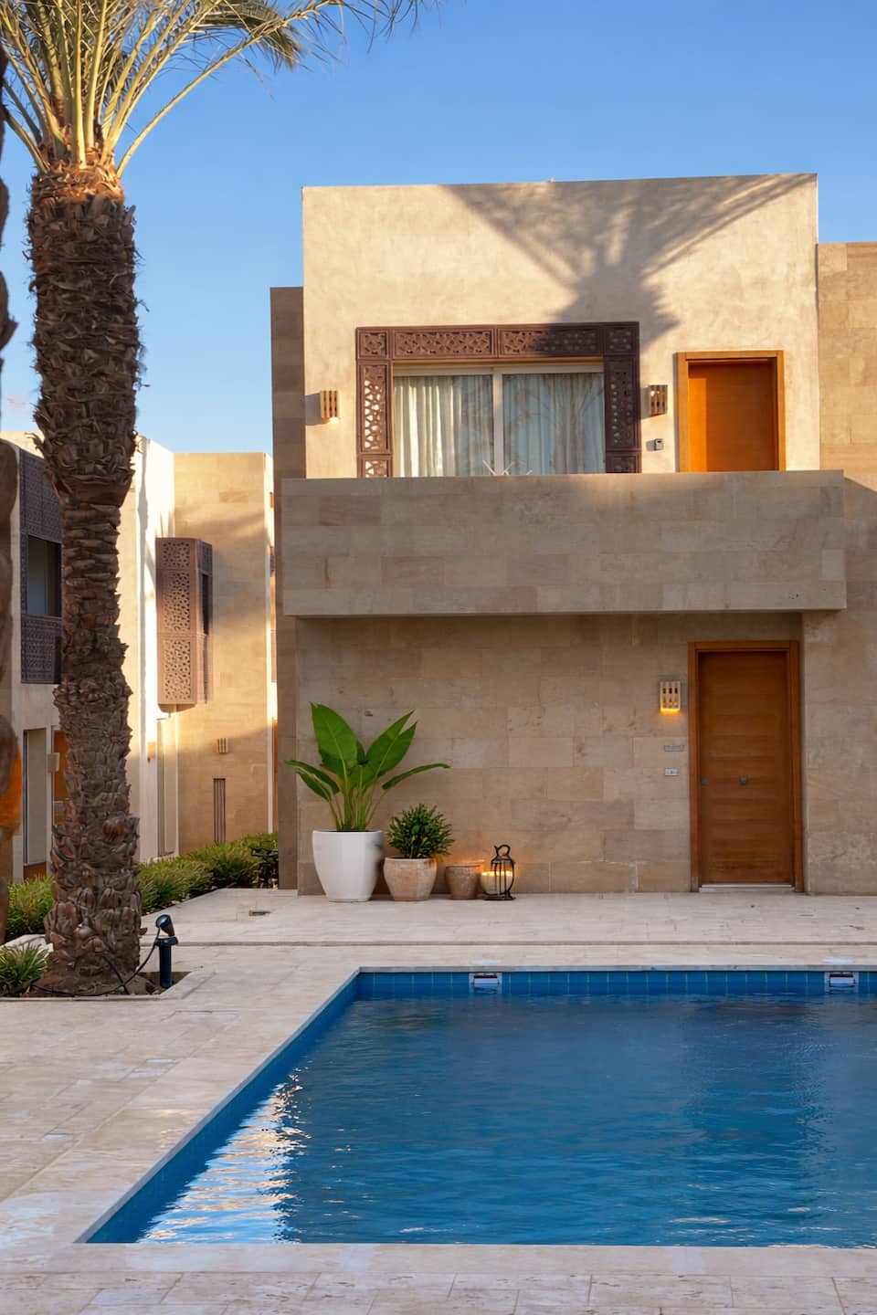 Exterior and pool at our Scarab Club townhouse in El Gouna